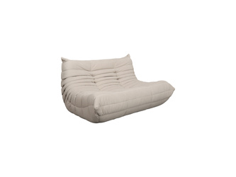Sofa dwuosobowa- jasnobeżowa – nowoczesny design, pikowanie, tkanina aksamitna NUA