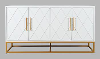 Biała komoda glamour, hamptons na metalowych nogach w kolorze złotym 152,5 cm