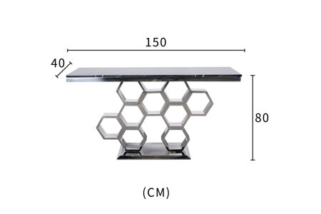 Chromowana konsola z blatem imitującym marmur 150 cm