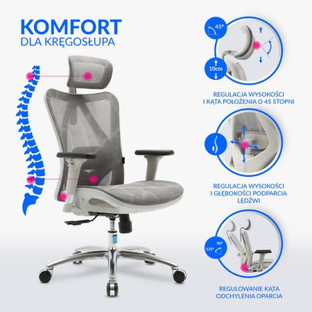 Fotel ergonomiczny ANGEL biurowy kalistO szary