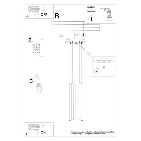 Lampa wisząca PASTELO 5P beton