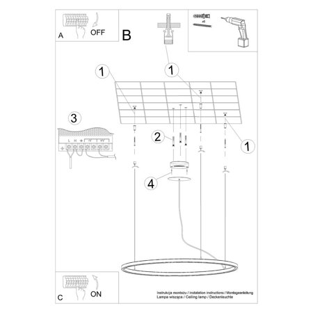 Żyrandol RISA 120 czarny LED 3000K